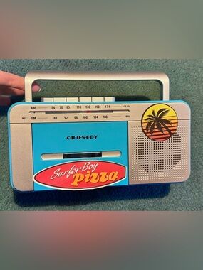 Crosley Blue and Silver Portable Boombox with Stranger Things Decals